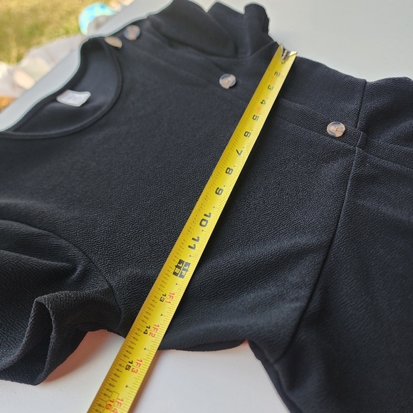 Shein Girls Short Sleeves Dress Textured Stretch Button Detail Midi Black 11-12Y - Picture 8 of 11